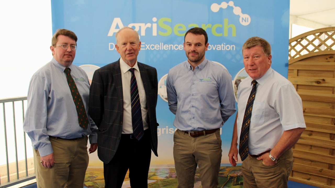 Attending the AgriSearch breakfast, held at Balmoral Show 2025, (l-r): Jason Rankin, AgriSearch general manager: Dr Sinclair Mayne, former AFBI CEO; Sean Kane, operations' manager: AgriSearch and Ian McCluggage, vice chair: AgriSearch
