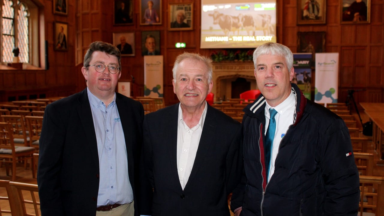 Attending the recent Queen's University Belfast lecture, (l-r): Jason Rankin, AgriSearch; Prof. Gerry Boyle, AgriSearch; and John Flynn, DSM