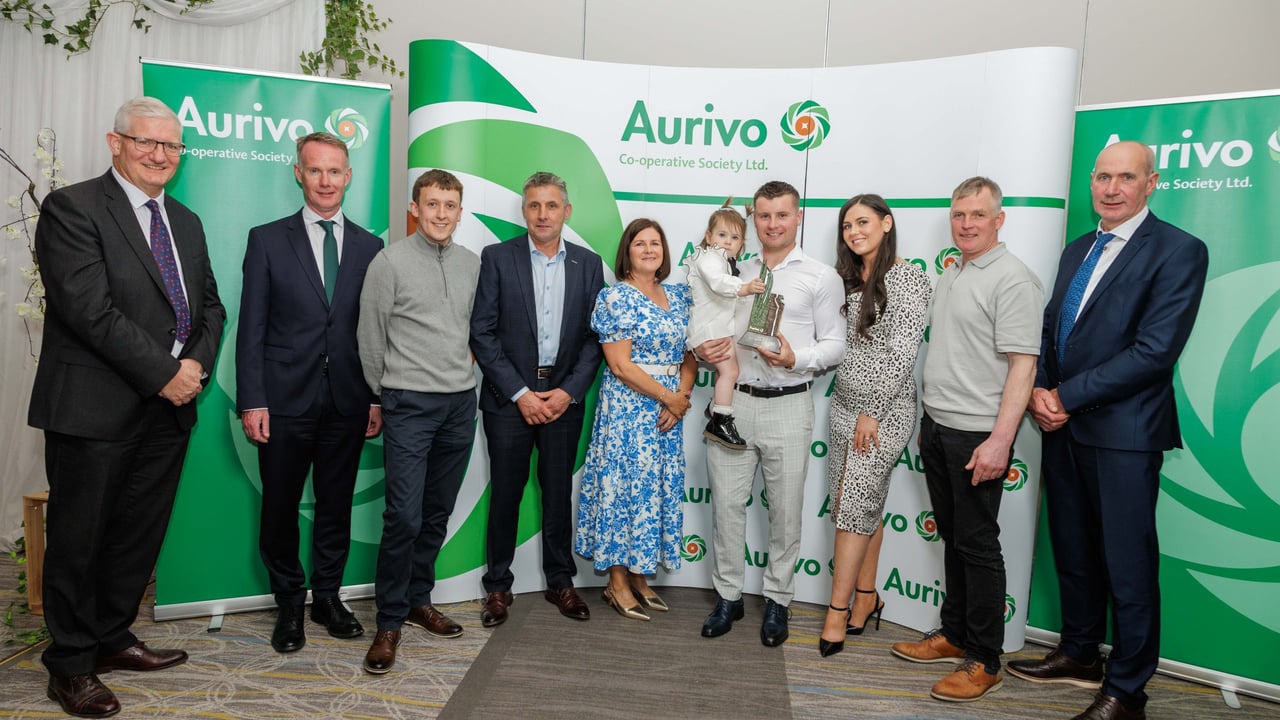 Donal Ronayne and Liam Trench of Trench Dairy Ltd in Ballindine, Co. Mayo were crowned the overall Milk Quality Awards on the day Source: Aurivo