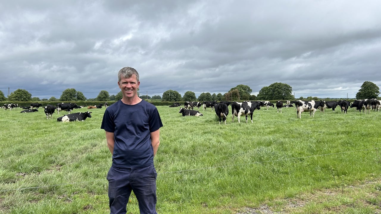 Dairy farmer, Mark Lonergan with his herd of cows