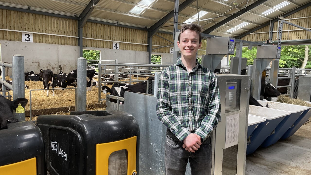 PhD student Kieran McGee from Trim, Co. Meath at the UCD dairy calf education and research facility 