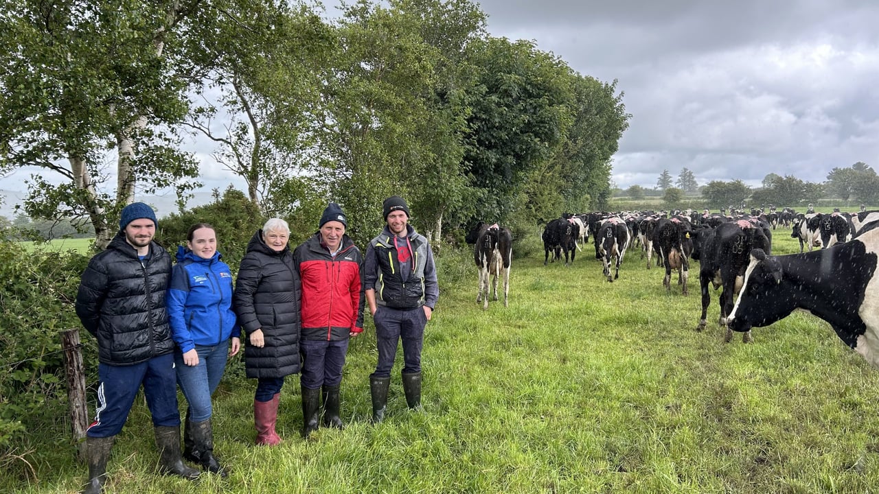 L-r: John, Aoife, Mary, and Tim Leader with farm manager Paddy Rohan