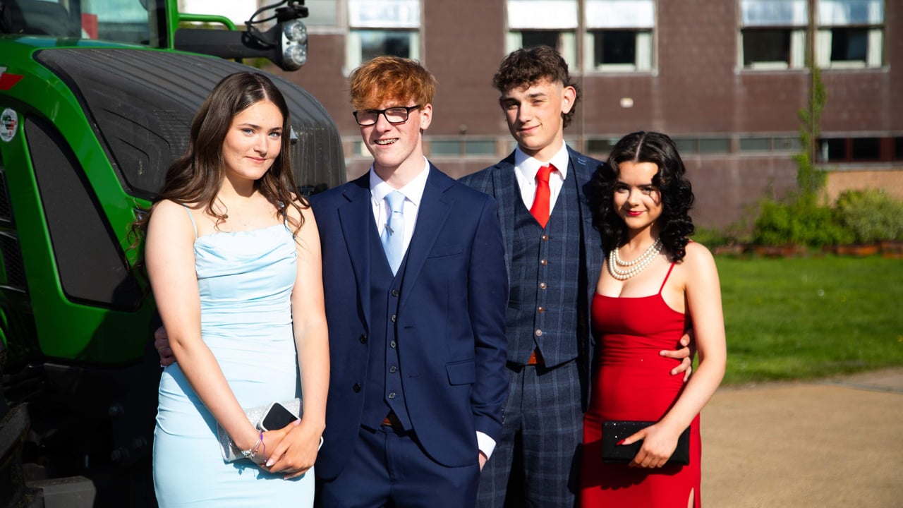 Horticulture students Michael Lauder from Ballyclare and David McAuley from Larne with their guests Charley McCormick and Emma Craig