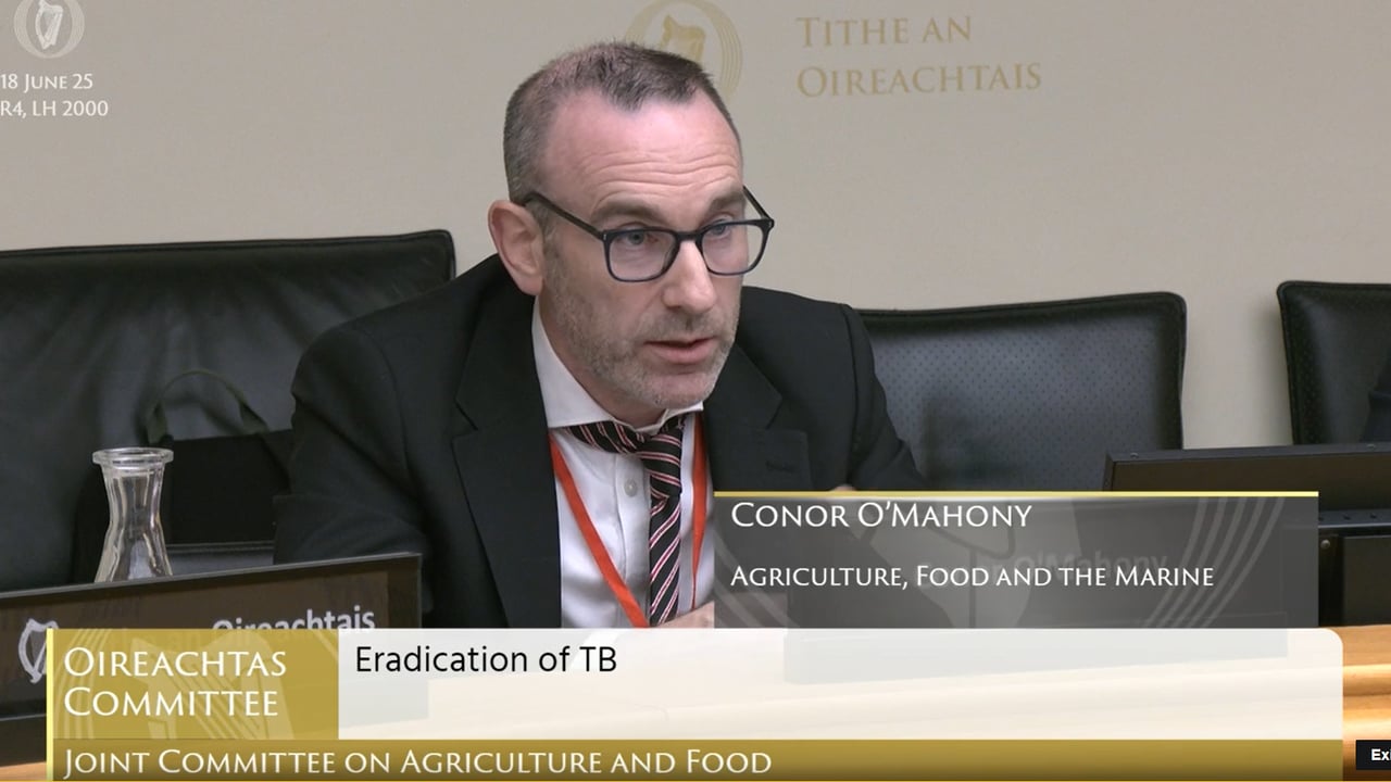 "The quickest way we can reduce the cost to the exchequer is to drive down disease levels," Conor O'Mahony, principal officer, DAFM, told the committee. Source: Oireachtas.ie
