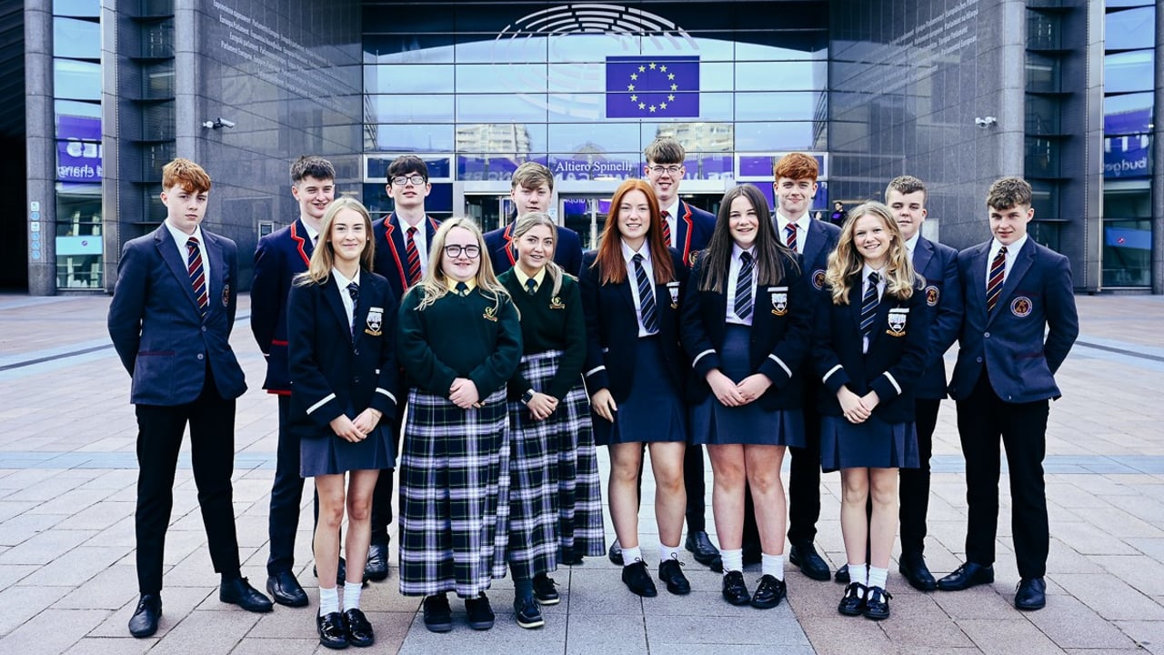 2025 ABP Angus Youth Challenge finalists, pictured at the EU Parliament Building in Brussels. Source: ABP