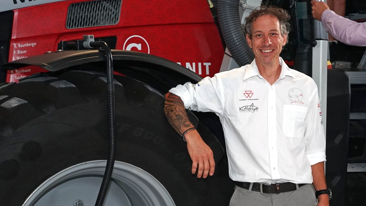 Gilles Kuffer with the MF 8S Rally Tractor