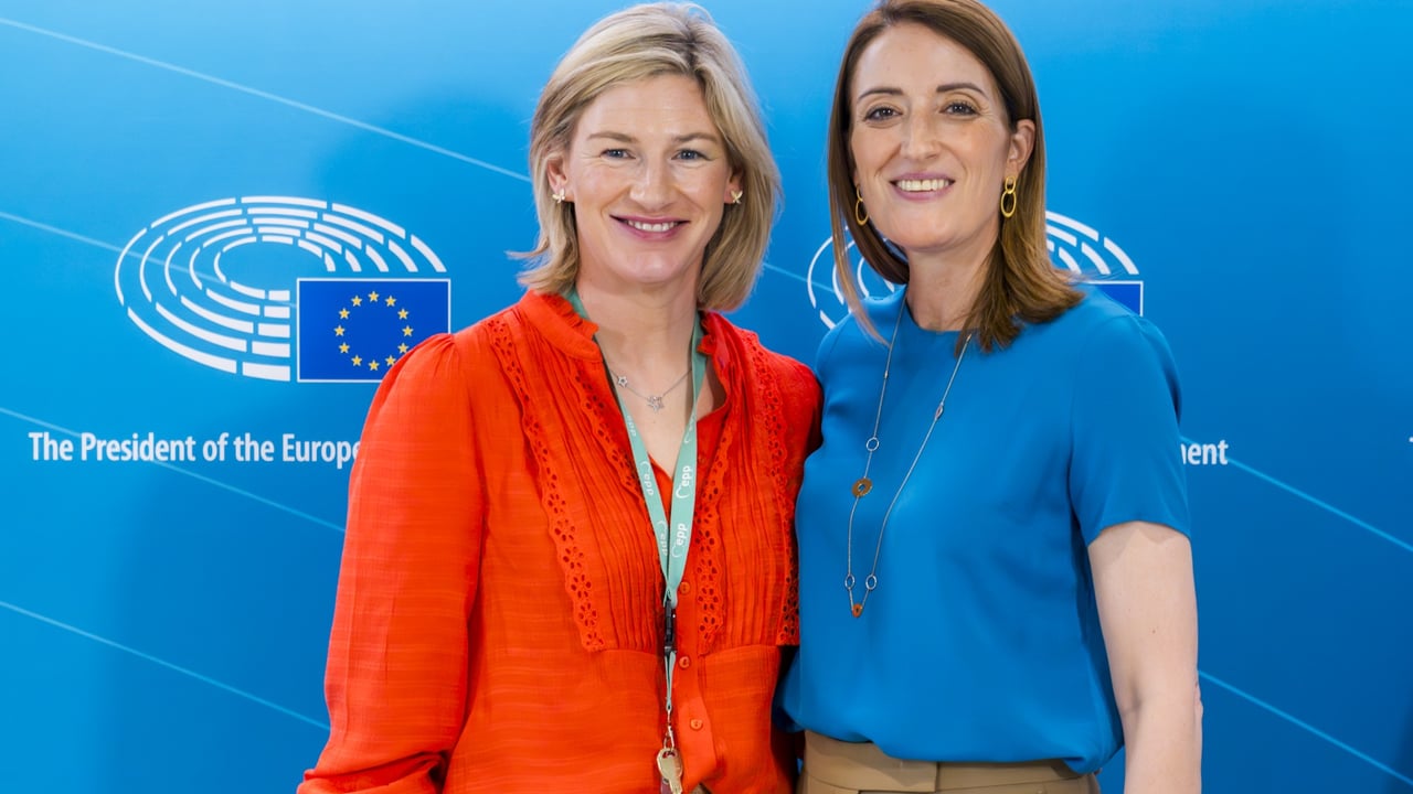 L-r: Irish MEP Nina Carberry and European Parliament president Roberta Metsola