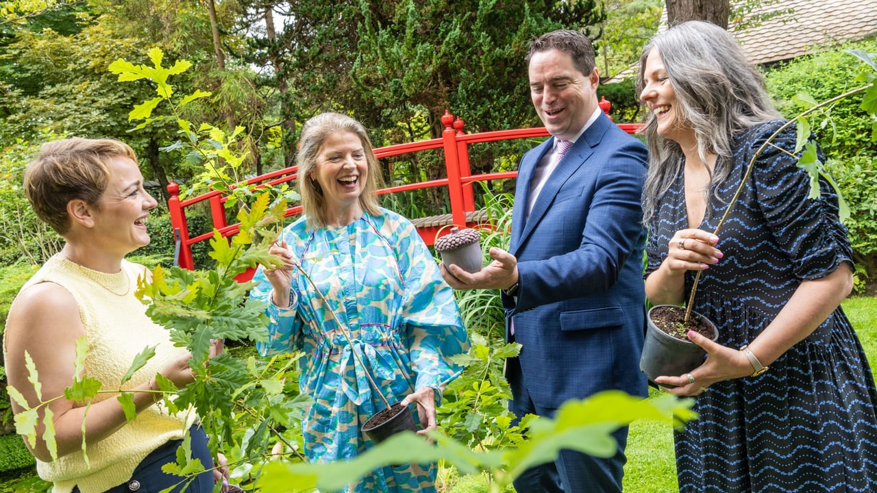(L-R) Caitriona Cullen, Cullen Nurseries Carlow, Mary B Walsh, Ire Wel Pallets, ACORNS lead entrepreneur, Minister for Agriculture, Food and the Marine Martin Heydon and Magda Seymour, Pure Oskar Co. Kildare
Image: Orla Murray Coalesce 