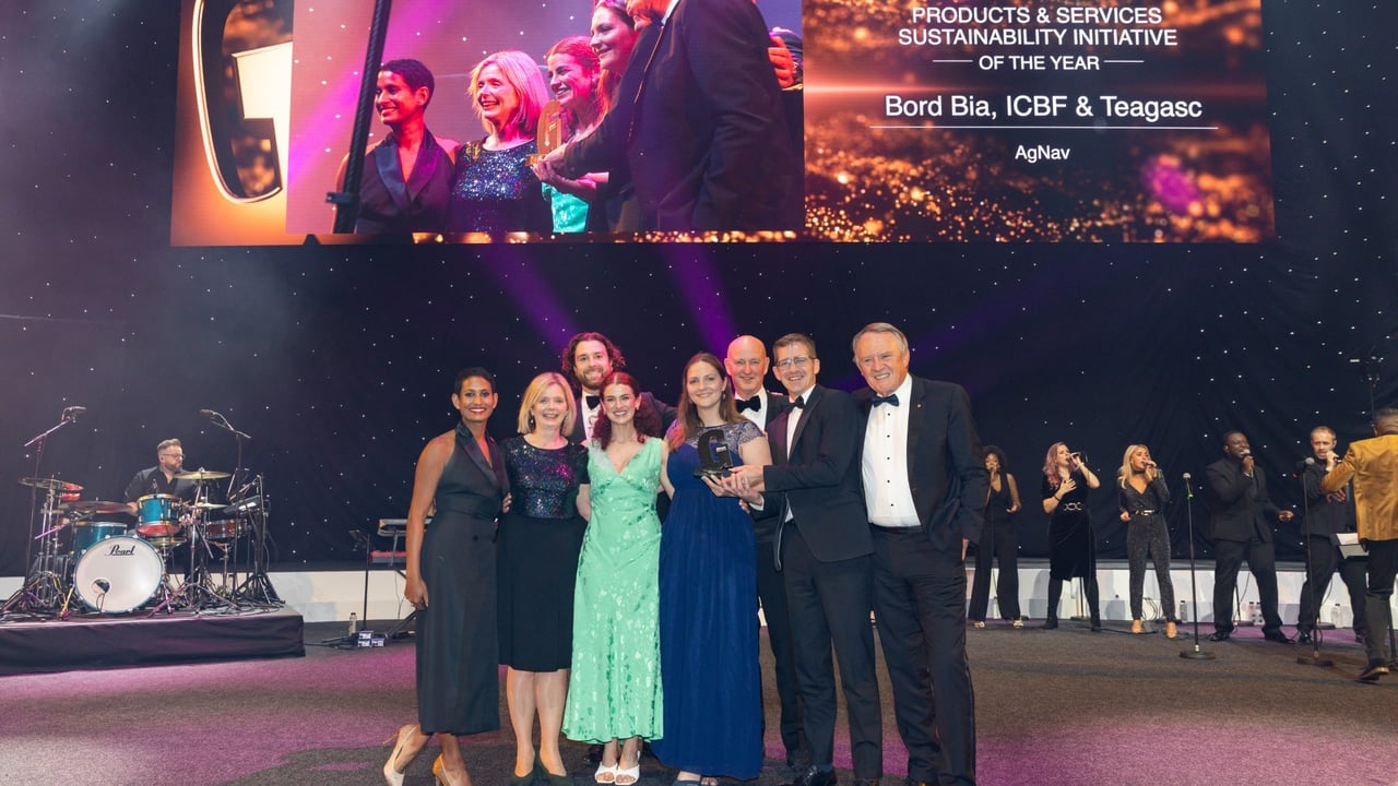 (front row, l-r) Naga Munchetty, Siobhan Jordan, Edel McEvoy, Natasha Browne, Mick Houlihan, and Chris Tyas. (back row, l-r) Seán Deane, and Adam Leyland. Source: Bord Bia