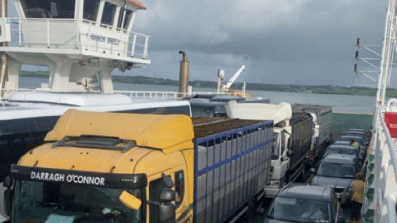 Livestock vehicles on the Killimer - Tarbert ferry crossing. Source: Castleisland Livestock Co-operative Mart Facebook