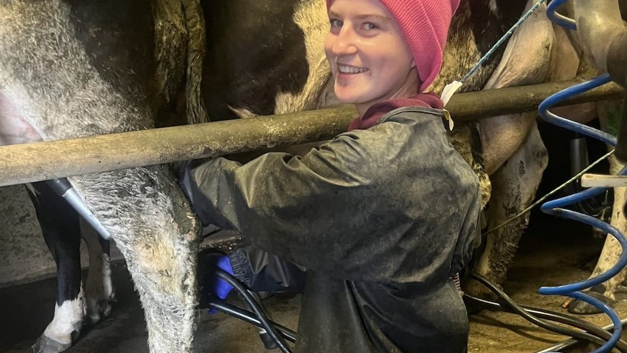 Katelyn Cummins at work on the family farm