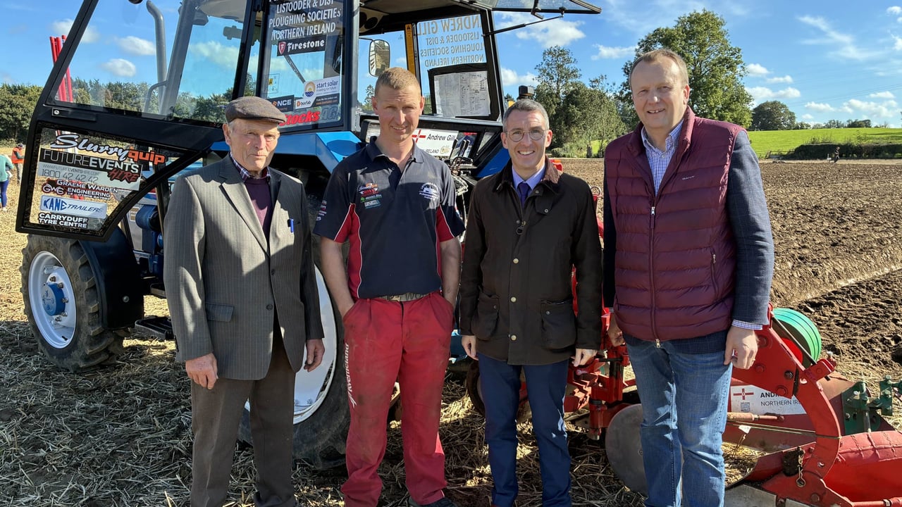 L-r: NIPA president David Wallace; NI competitor Andrew Gill; DAERA Minister Andrew Muir and NIPA vice-president Tim McClelland