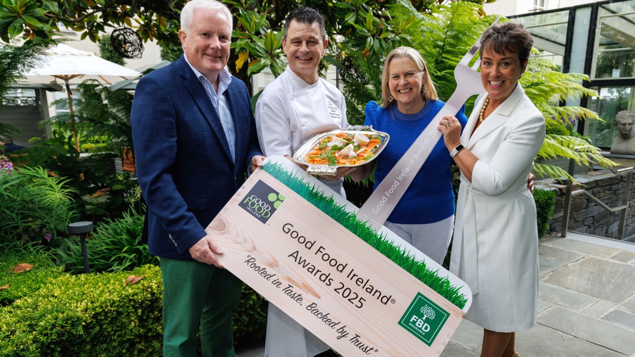 L-r: John Cahalan, FBD Insurance; Ed Cooney, Executive Chef at the Merrion Hotel; Birgitta Hedin Curtin, Burren Smokehouse, and Margaret Jeffares, Founder of Good Food Ireland