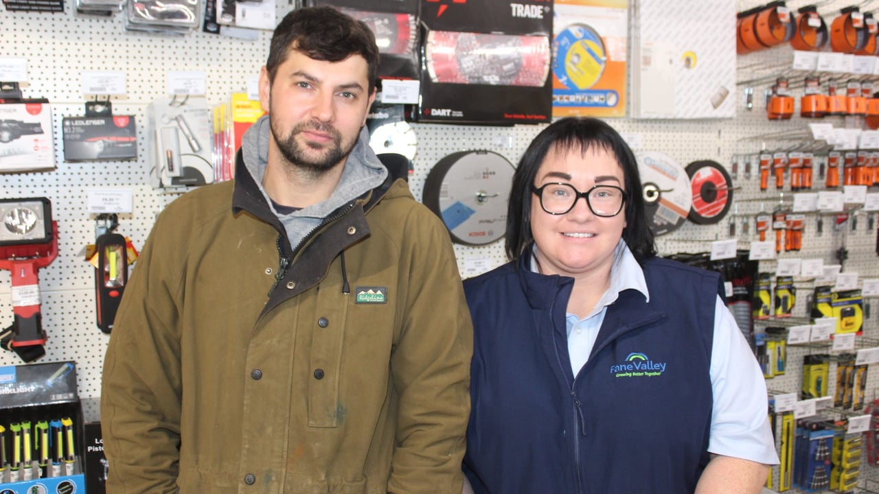 Attending the recent Fane Valley Open Day at Claudy in Co Derry: sheep farmer, Jack Robinson and store manager, Gemma Parke