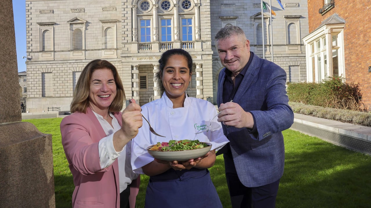 (L–R): Maureen Gahan, foodservice manager, Bord Bia; Esha Barua, head chef, National Gallery of Ireland; and Pat O’Sullivan, Master Chefs CEO. Image: Chris Bellew/Fennell Photography 