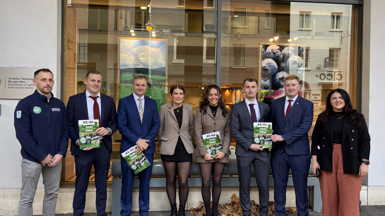 Bord Bia, Kepak and young sheep farmer delegates outside Ag House last week