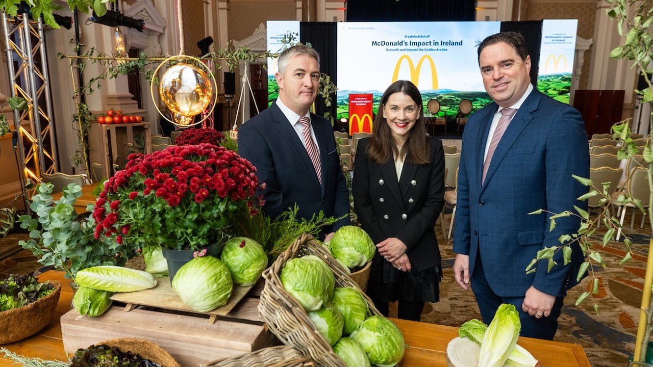 Jimmy Edwards, McDonald’s franchisee; Lauren Schultz, CEO, McDonald’s UK/Ireland and Minister for Agriculture, Food, and the Marine, Martin Heydon
Source: McDonald’s Ireland 