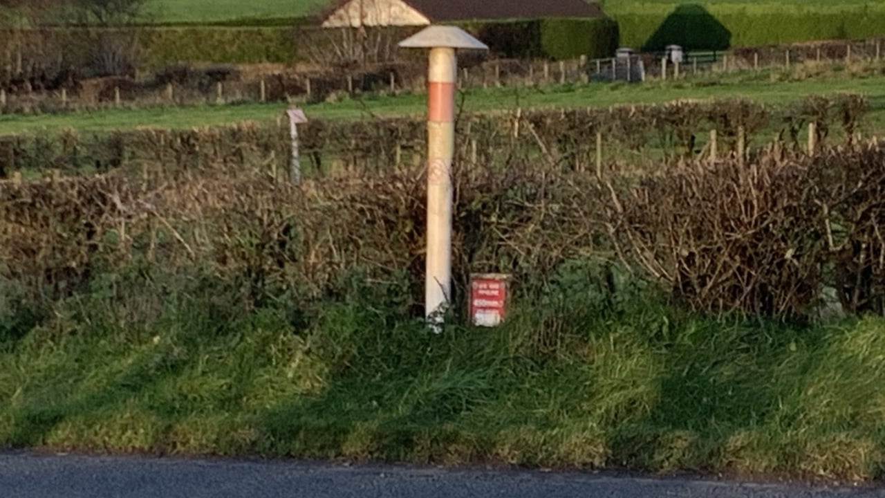 A characteristic gas pipeline marker in south Co. Antrim