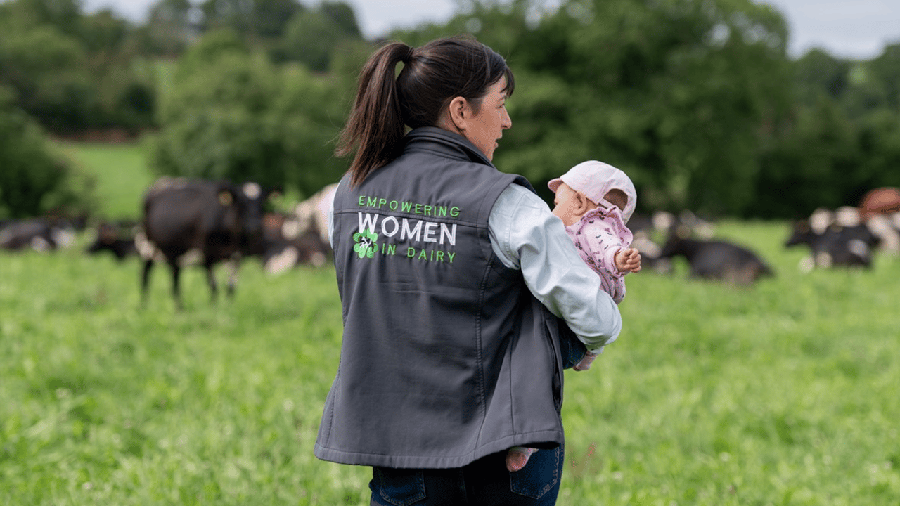 Aileen Sheehan, the first woman winner of the FBD Young Farmer of the Year award in its 27-year history., with her baby on their farm
