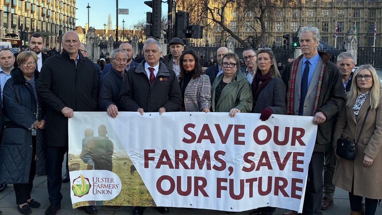 A rally was organised by the Ulster Farmers' Union outside Westminster
