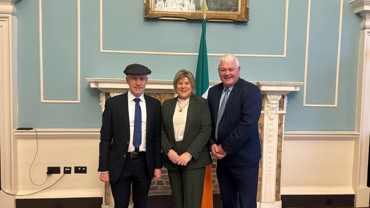 Caption:  Minister of State at the Department of Agriculture Michael Healy Rae (left);  Minister of State for Mental Health Mary Butler, and Fianna Fáil Senator Paul Daly 
Credit: Fianna Fáil press office
