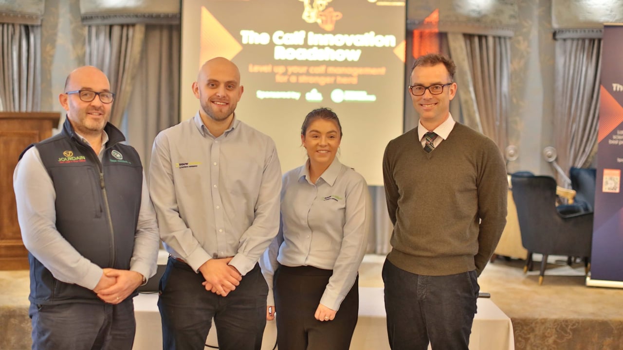 (L-R) Ray Foy; Dr Aaron Brown; Katie Hoey; and Dr Ryan Davies. Source: Trouw Nutrition.