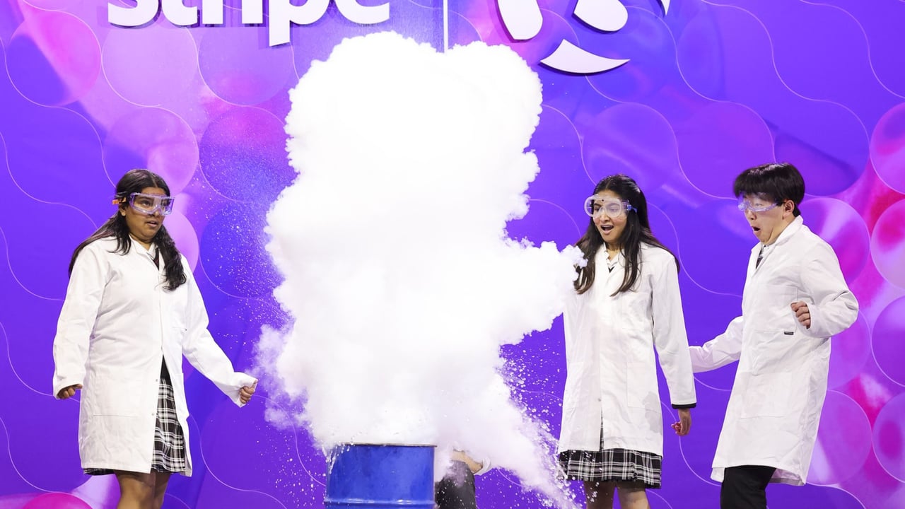 Pictured are Shamita Balasubramanium, Sanvi Patra, and Colin Wang, students from Luttrellstown Community College, at the launch of the 2026 Stripe YSTE. Source: Chris Bellew / Fennell Photography