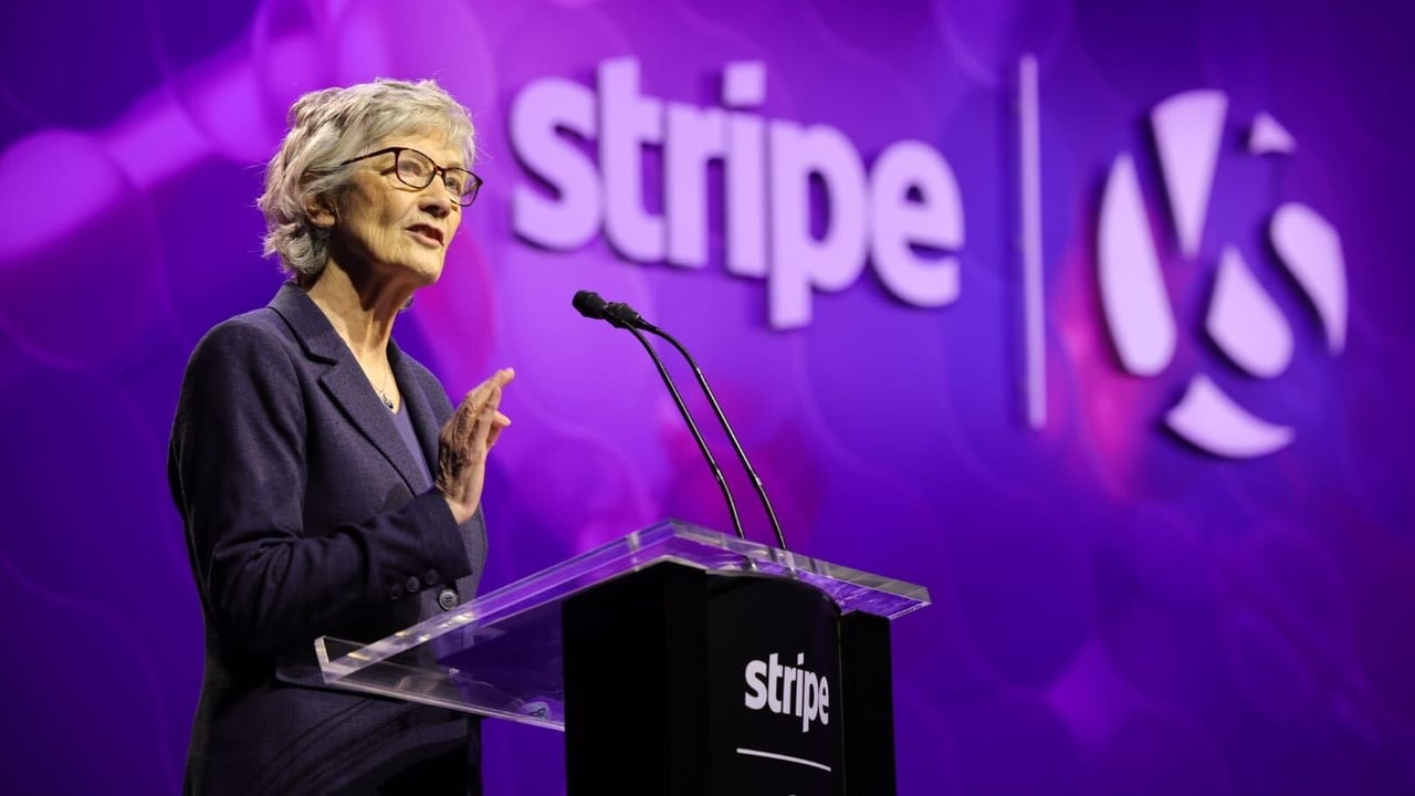President Catherine Connolly speaking at the opening ceremony of this year's Young Scientist and Technology Exhibition 