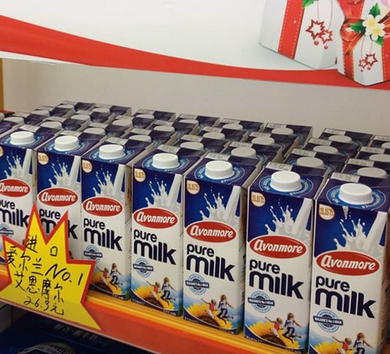 Avonmore milk on Shanghai supermarket shelves