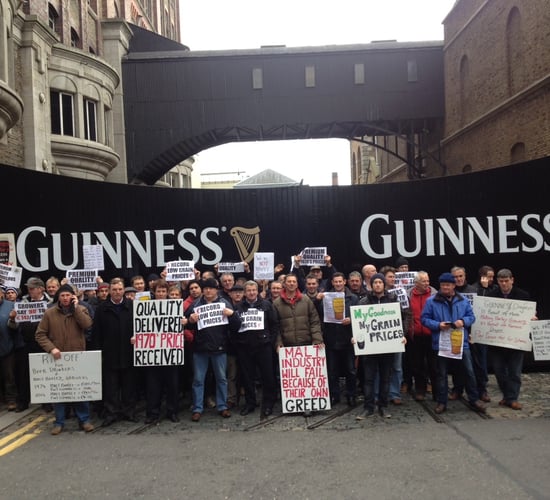 Malting barley growers protest outside Guinness
