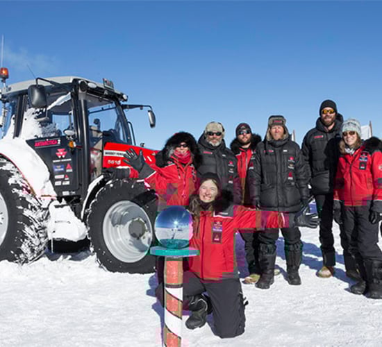 Massey Ferguson team reaches South Pole in tractor tracks of Edmund Hillary