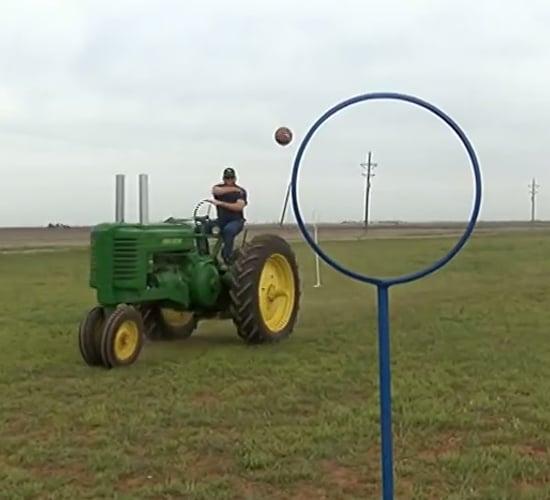 What do you get when you combine the NFL and a tractor? Tractor football!
