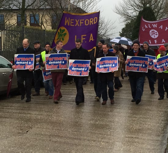 Over 800 farmers protest outside Slaney over 'lack of competition' in beef industry
