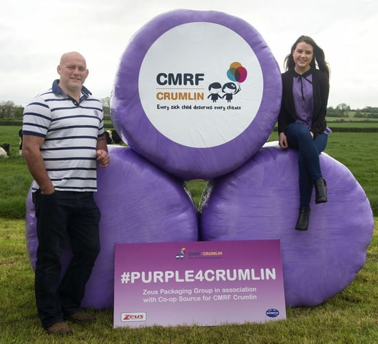 Purple silage wrap will help support Crumlin Children's Hospital