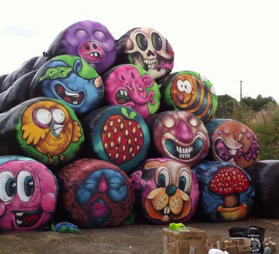 Pics: Graffiti artist transforms plain bales into amazing artwork