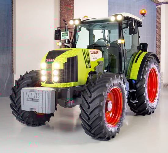 A full-scale Claas tractor has been built out of 800,000 Lego bricks
