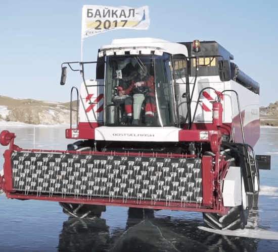 Video: Watch a high-powered tractor and combine 'skating' on ice