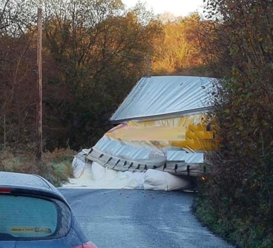 'Spilt milk': Truck containing milk powder jackknives on icy country road