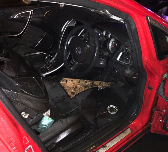 Pics: Car filled with pig slurry after collision with tanker