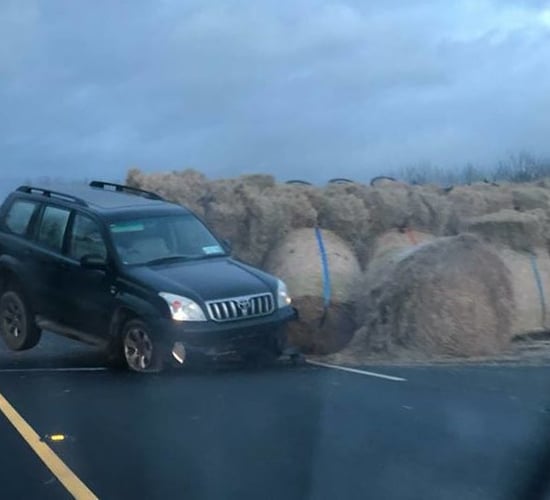 Collision and hay spill on major motorway