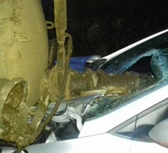 Slurry tanker 'caked' in muck involved in crash