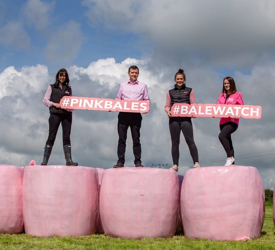 Limited-edition pink silage wrap on sale for Breast Cancer Ireland research