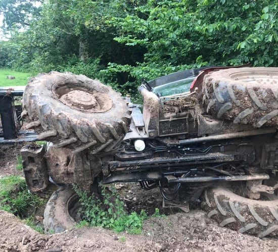 Firefighters rescue UK farmer from overturned tractor