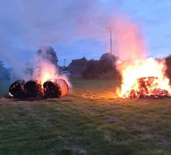 Gardaí investigate hay bales 'burnt by youths'