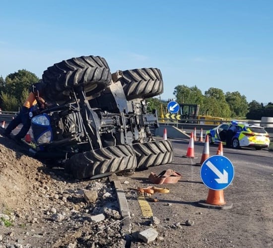 Tractor overturns on M7 motorway
