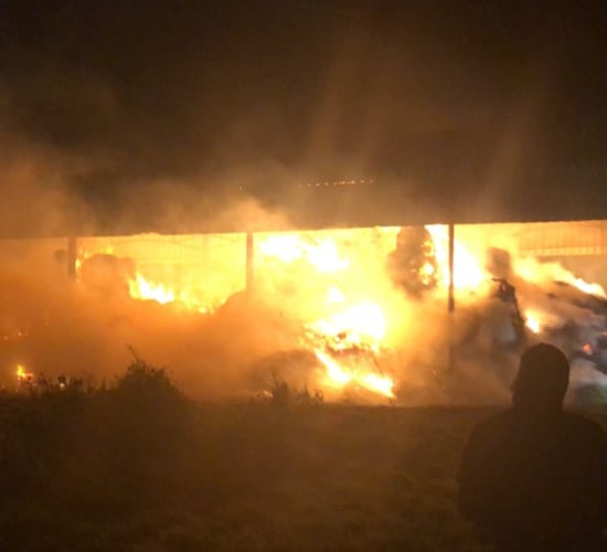 Almost £2,500 worth of hay 'set alight' in barn fire