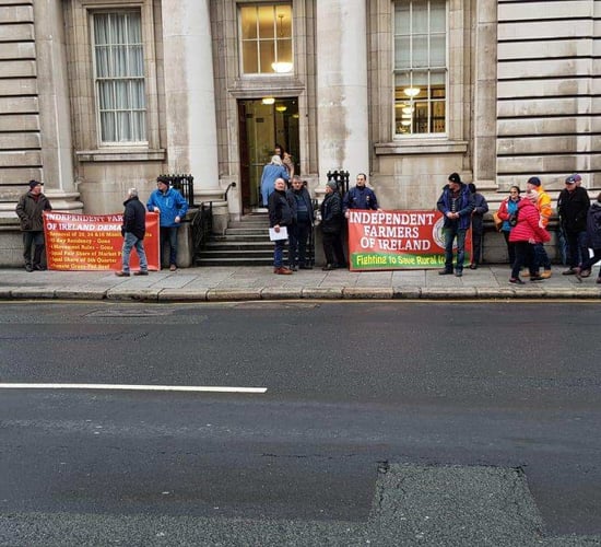 IFOI protesters call for VAT change outside department offices in Dublin