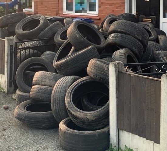 Farmer takes revenge on 'fly-tipper' who dumped over 400 tyres on his land