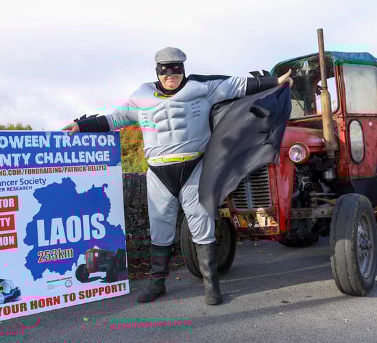 Batman takes to his Massey Ferguson for fundraiser