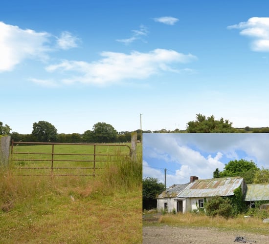 Ferns roadside holding with derelict farmhouse for auction